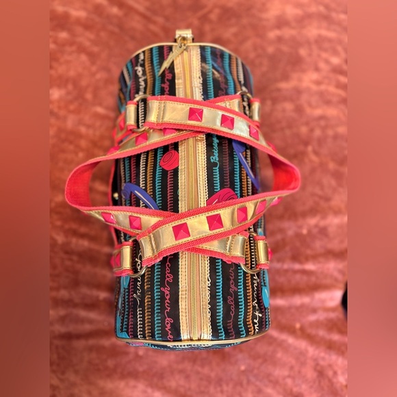 Vtg Betsey Johnson Y2K Black Call Me Betseyville Phone Barrel Bag Dress Handbag - Picture 11 of 14